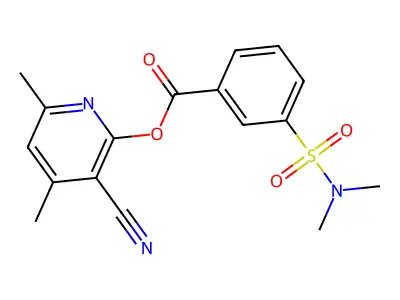 3-Cyano-4,6-dimethyl-2-pyridinyl 3-[(dimethylamino)sulfonyl]benzenecarboxylate structure