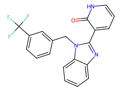 3-{1-[3-(trifluoromethyl)benzyl]-1H-1,3-benzimidazol-2-yl}-2(1H)-pyridinone structure