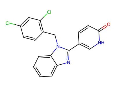 5-[1-(2,4-dichlorobenzyl)-1H-1,3-benzimidazol-2-yl]-2(1H)-pyridinone structure