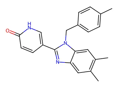 5-[5,6-dimethyl-1-(4-methylbenzyl)-1H-1,3-benzimidazol-2-yl]-2(1H)-pyridinone structure