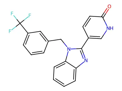 5-{1-[3-(trifluoromethyl)benzyl]-1H-1,3-benzimidazol-2-yl}-2(1H)-pyridinone structure