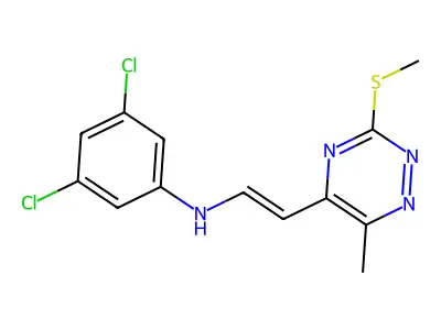 3,5-dichloro-N-[2-(6-methyl-3-methylsulfanyl-1,2,4-triazin-5-yl)ethenyl]aniline structure