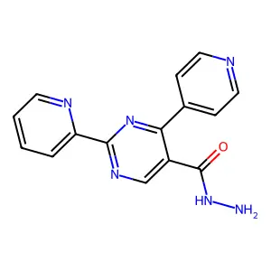 2-Pyridin-2-yl-4-pyridin-4-ylpyrimidine-5-carbohydrazide structure