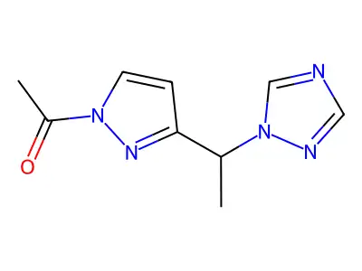 1-{3-[1-(1H-1,2,4-triazol-1-yl)ethyl]-1H-pyrazol-1-yl}-1-ethanone structure