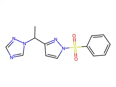 1-{1-[1-(phenylsulfonyl)-1H-pyrazol-3-yl]ethyl}-1H-1,2,4-triazole structure