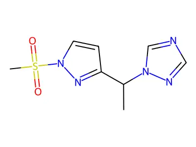1-{1-[1-(methylsulfonyl)-1H-pyrazol-3-yl]ethyl}-1H-1,2,4-triazole structure