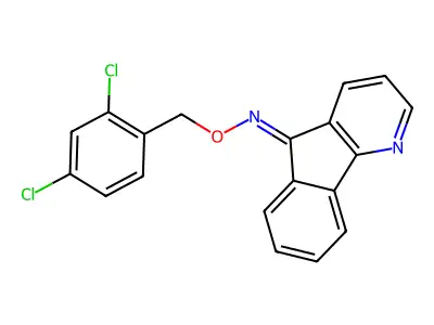 N-[(2,4-dichlorophenyl)methoxy]indeno[1,2-b]pyridin-5-imine structure