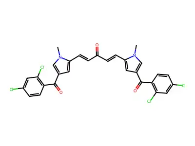 1,5-Bis[4-(2,4-dichlorobenzoyl)-1-methylpyrrol-2-yl]penta-1,4-dien-3-one structure