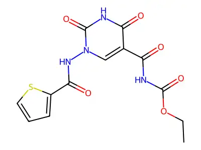 Ethyl N-[2,4-dioxo-1-(thiophene-2-carbonylamino)pyrimidine-5-carbonyl]carbamate structure