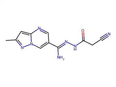 2-cyano-N'-[imino(2-methylpyrazolo[1,5-a]pyrimidin-6-yl)methyl]acetohydrazide structure