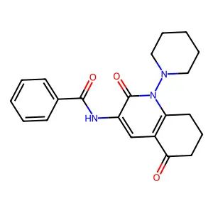 N-(2,5-dioxo-1-piperidino-1,2,5,6,7,8-hexahydro-3-quinolinyl)benzenecarboxamide structure