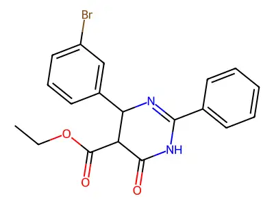 Ethyl 4-(3-bromophenyl)-6-hydroxy-2-phenyl-4,5-dihydro-5-pyrimidinecarboxylate structure