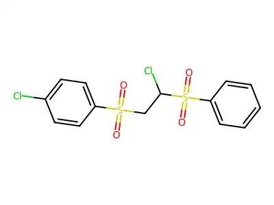 {1-Chloro-2-[(4-chlorophenyl)sulfonyl]ethyl}(dioxo)phenyl-lambda~6~-sulfane structure