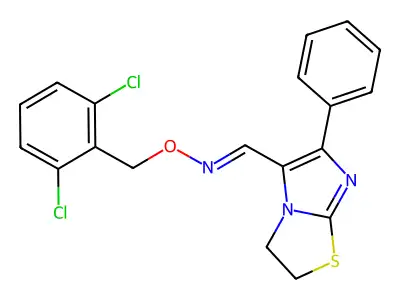 6-phenyl-2,3-dihydroimidazo[2,1-b][1,3]thiazole-5-carbaldehyde O-(2,6-dichlorobenzyl)oxime structure