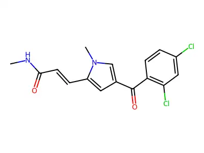 3-[4-(2,4-dichlorobenzoyl)-1-methylpyrrol-2-yl]-N-methylprop-2-enamide structure