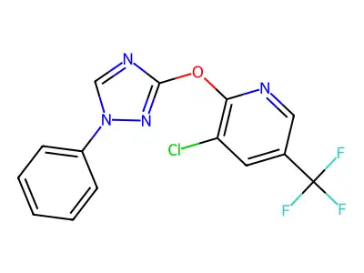 3-Chloro-2-[(1-phenyl-1,2,4-triazol-3-yl)oxy]-5-(trifluoromethyl)pyridine structure