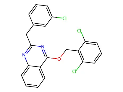 2-[(3-Chlorophenyl)methyl]-4-[(2,6-dichlorophenyl)methoxy]quinazoline structure