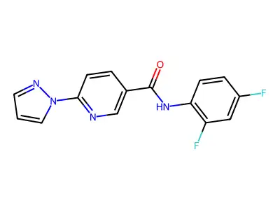N-(2,4-difluorophenyl)-6-(1H-pyrazol-1-yl)nicotinamide structure