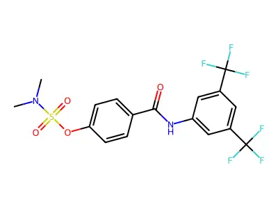 4-{[3,5-bis(trifluoromethyl)anilino]carbonyl}phenyl-N,N-dimethylsulfamate structure