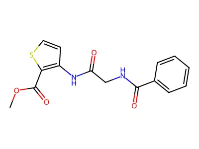 Methyl 3-{[2-(benzoylamino)acetyl]amino}-2-thiophenecarboxylate structure