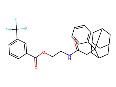 2-[[2-(2-Phenyl-2-adamantyl)acetyl]amino]ethyl 3-(trifluoromethyl)benzoate structure