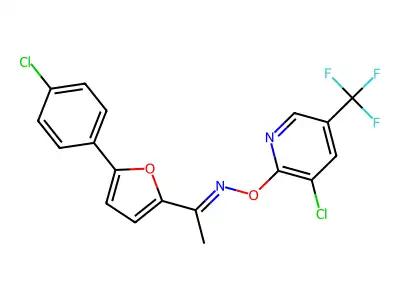 1-[5-(4-chlorophenyl)furan-2-yl]-N-[3-chloro-5-(trifluoromethyl)pyridin-2-yl]oxyethanimine structure