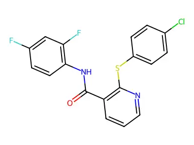2-[(4-chlorophenyl)sulfanyl]-N-(2,4-difluorophenyl)nicotinamide structure