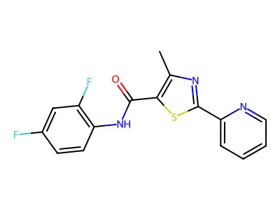 N-(2,4-difluorophenyl)-4-methyl-2-(2-pyridinyl)-1,3-thiazole-5-carboxamide structure