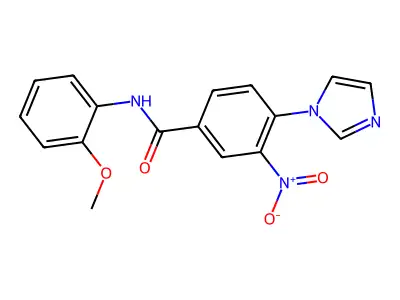 4-(1H-imidazol-1-yl)-N-(2-methoxyphenyl)-3-nitrobenzenecarboxamide structure