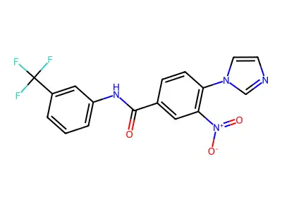 4-(1H-imidazol-1-yl)-3-nitro-N-[3-(trifluoromethyl)phenyl]benzenecarboxamide structure