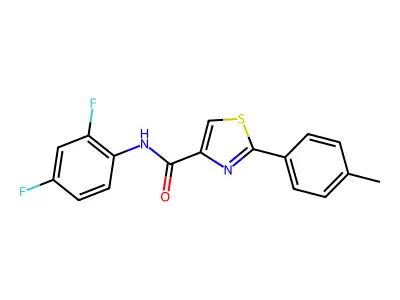 N-(2,4-difluorophenyl)-2-(4-methylphenyl)-1,3-thiazole-4-carboxamide structure