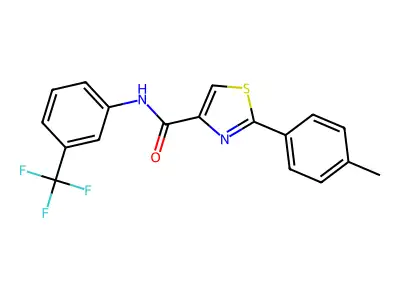 2-(4-methylphenyl)-N-[3-(trifluoromethyl)phenyl]-1,3-thiazole-4-carboxamide structure