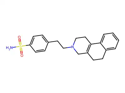 4-{2-[1,4,5,6-tetrahydrobenzo[f]isoquinolin-3(2H)-yl]ethyl}benzenesulfonamide structure