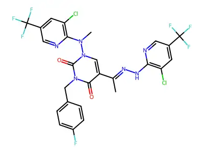 5-[N-[[3-chloro-5-(trifluoromethyl)pyridin-2-yl]amino]-C-methylcarbonimidoyl]-1-[[3-chloro-5-(trifluoromethyl)pyridin-2-yl]-methylamino]-3-[(4-fluorophenyl)methyl]pyrimidine-2,4-dione structure