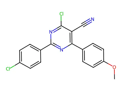 4-Chloro-2-(4-chlorophenyl)-6-(4-methoxyphenyl)-5-pyrimidinecarbonitrile structure