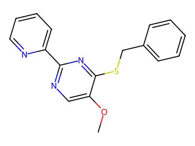 4-(Benzylsulfanyl)-2-(2-pyridinyl)-5-pyrimidinyl methyl ether structure