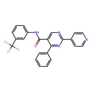 4-phenyl-2-pyridin-4-yl-N-[3-(trifluoromethyl)phenyl]pyrimidine-5-carboxamide structure