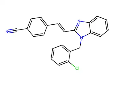 4-[2-[1-[(2-Chlorophenyl)methyl]benzimidazol-2-yl]ethenyl]benzonitrile structure