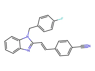 4-[2-[1-[(4-Fluorophenyl)methyl]benzimidazol-2-yl]ethenyl]benzonitrile structure
