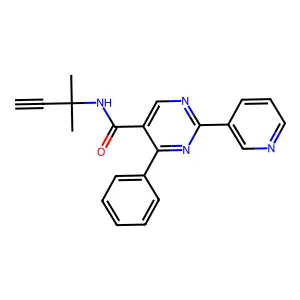 N-(1,1-dimethyl-2-propynyl)-4-phenyl-2-(3-pyridinyl)-5-pyrimidinecarboxamide structure