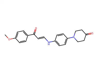 1-[4-[[3-(4-Methoxyphenyl)-3-oxoprop-1-enyl]amino]phenyl]piperidin-4-one structure