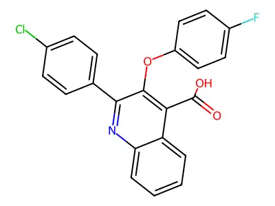 2-(4-Chlorophenyl)-3-(4-fluorophenoxy)-4-quinolinecarboxylic acid structure