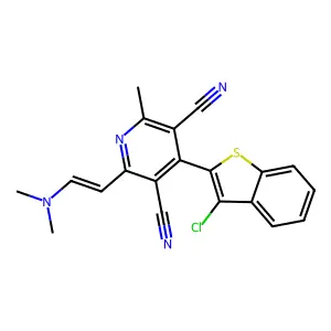 4-(3-chloro-1-benzothiophen-2-yl)-2-[2-(dimethylamino)ethenyl]-6-methylpyridine-3,5-dicarbonitrile structure