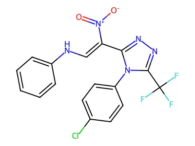 N-[2-[4-(4-chlorophenyl)-5-(trifluoromethyl)-1,2,4-triazol-3-yl]-2-nitroethenyl]aniline structure