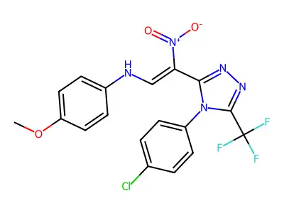 N-[2-[4-(4-chlorophenyl)-5-(trifluoromethyl)-1,2,4-triazol-3-yl]-2-nitroethenyl]-4-methoxyaniline structure