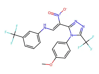 N-[2-[4-(4-methoxyphenyl)-5-(trifluoromethyl)-1,2,4-triazol-3-yl]-2-nitroethenyl]-3-(trifluoromethyl)aniline structure