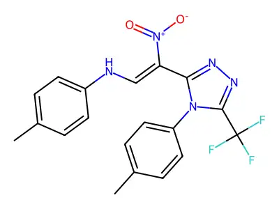 4-methyl-N-[2-[4-(4-methylphenyl)-5-(trifluoromethyl)-1,2,4-triazol-3-yl]-2-nitroethenyl]aniline structure