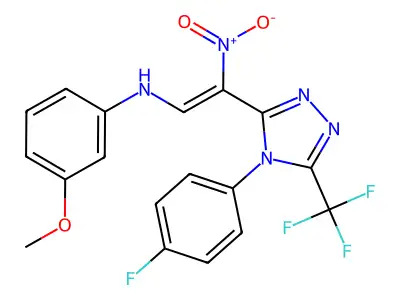 N-[2-[4-(4-fluorophenyl)-5-(trifluoromethyl)-1,2,4-triazol-3-yl]-2-nitroethenyl]-3-methoxyaniline structure