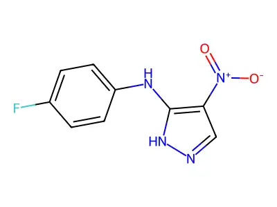 N-(4-fluorophenyl)-4-nitro-1H-pyrazol-5-amine structure