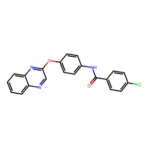 4-chloro-N-[4-(2-quinoxalinyloxy)phenyl]benzenecarboxamide structure